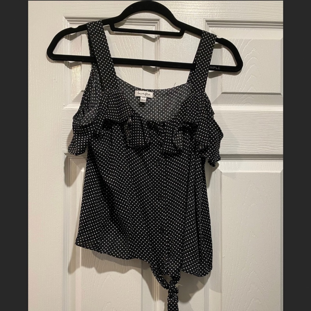 Polka dot off the shoulder tank